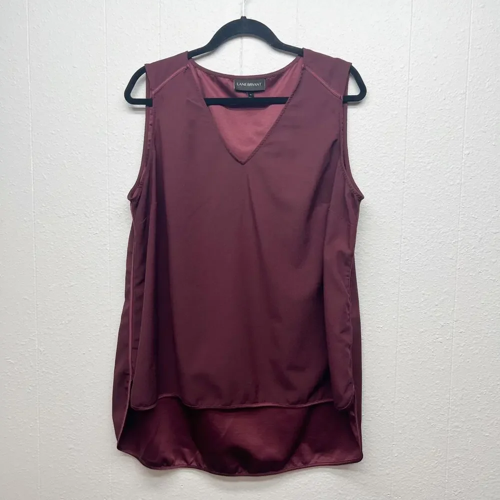 Lane Bryant Burgundy Sleeveless Blouse - Picture 1 of 11